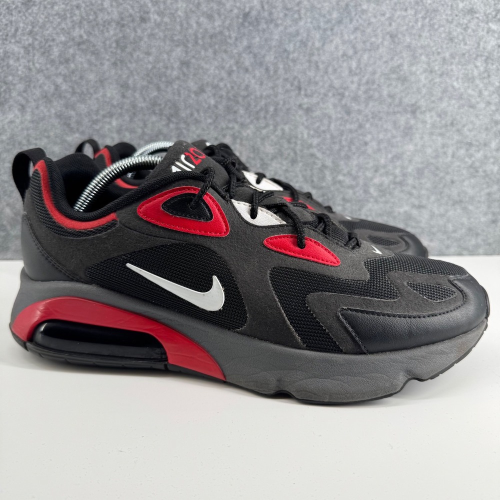 Nike Air Max 200 Mens 10 Black Red CI3865-002 Low Top Running Shoes